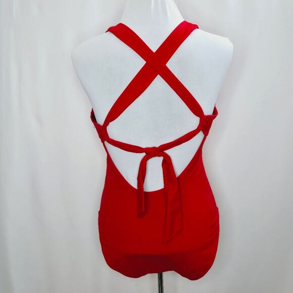 Ashley Graham Swimsuits For All Plunge Lace-Up One-Piece Bathing Suit Size 8 NWT - Picture 5 of 11